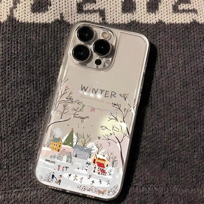 Samsung Galaxy A55 - Funda Transparente con Diseño de Nieve